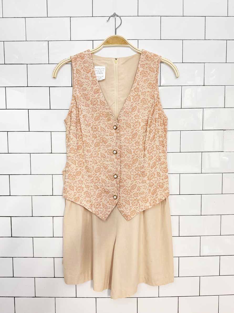 vintage 90s brocade vest short sleevless romper - good market thrift store