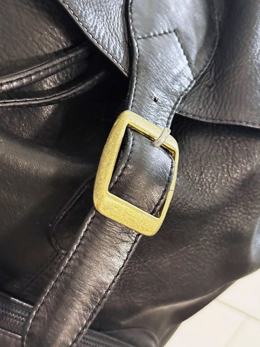 vintage 90s bugatti leather drawstring backpack - good market thrift store