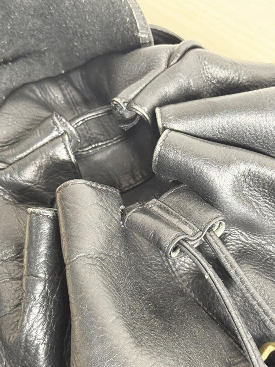 vintage 90s bugatti leather drawstring backpack - good market thrift store