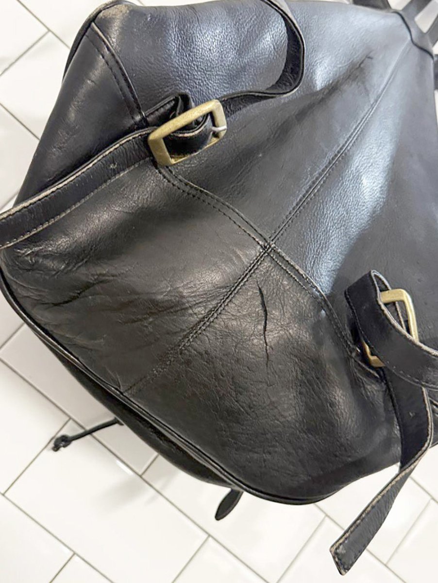 vintage 90s bugatti leather drawstring backpack - good market thrift store