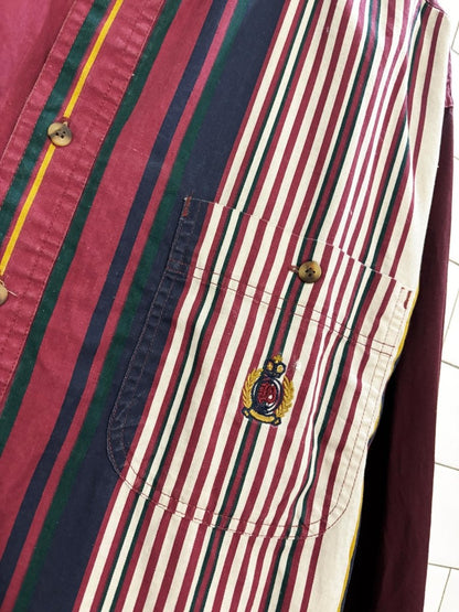 vintage 90s bugle boy crest logo striped shirt - good market thrift store