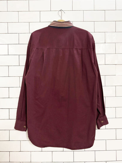 vintage 90s bugle boy crest logo striped shirt - good market thrift store