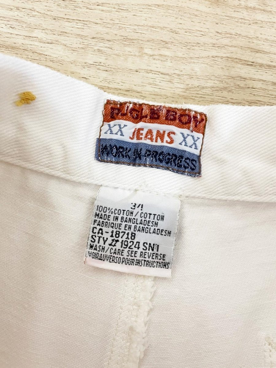 vintage 90s bugle boy jeans patched carpenter denim shorts - good market thrift store