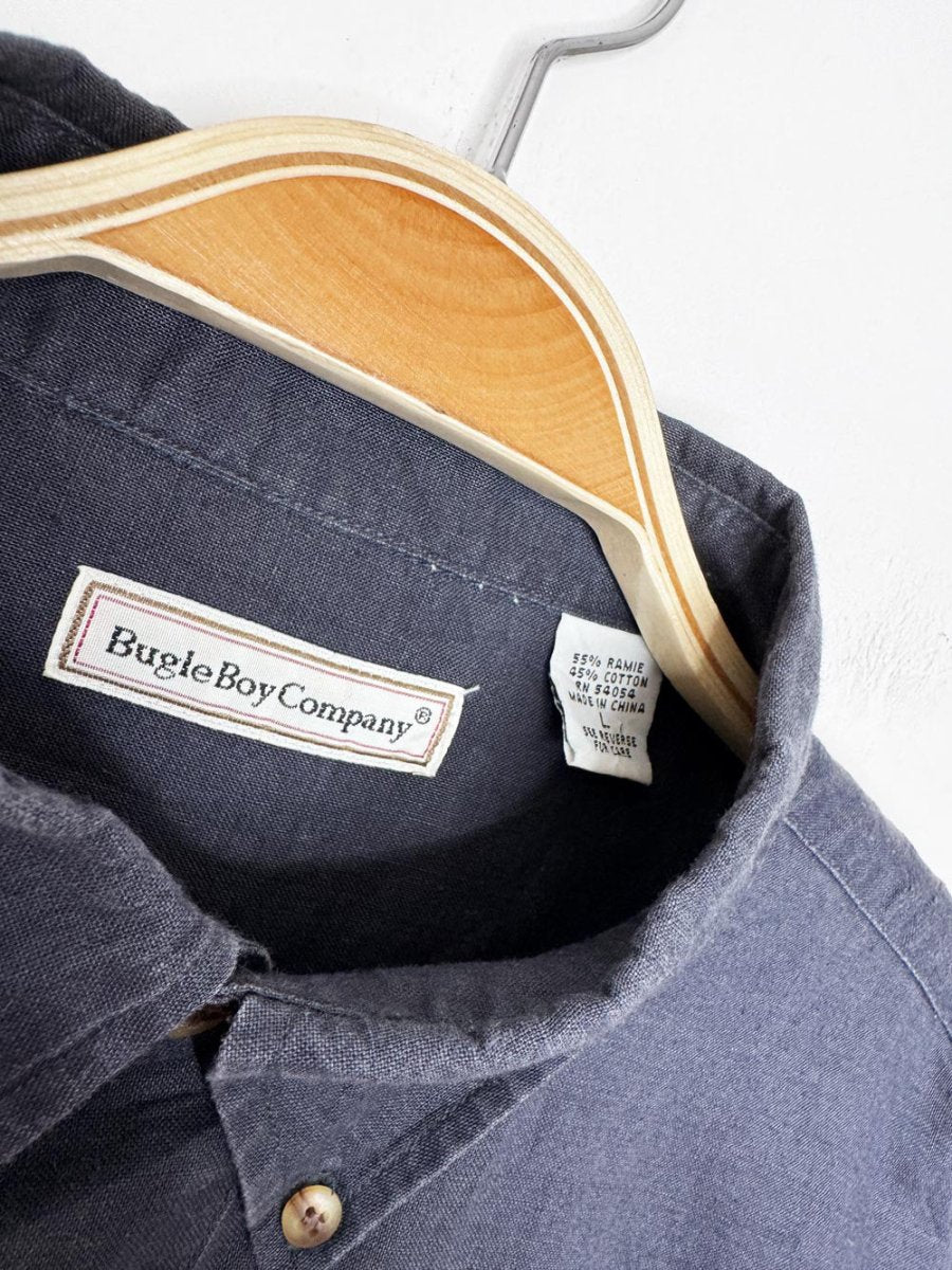 vintage 90s bugle boy ramie-blend crest pocket colourblock shirt - good market thrift store