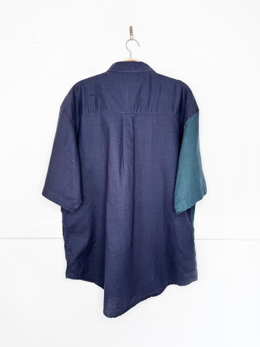vintage 90s bugle boy ramie-blend crest pocket colourblock shirt - good market thrift store