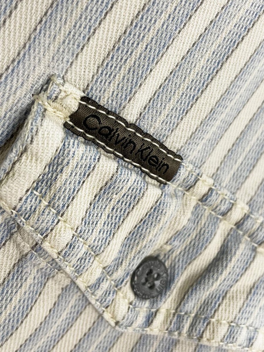 vintage 90s calvin klein blue stripe soft full button shirt - good market thrift store