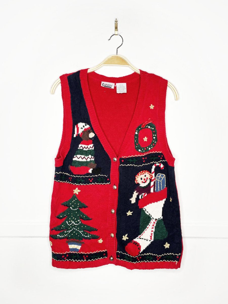 vintage 90s capacity festive stocking knit vest - good market thrift store