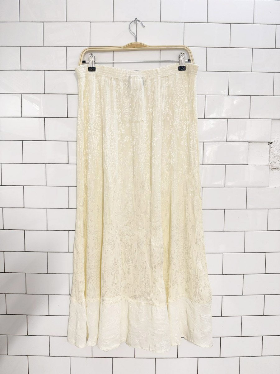vintage 90s carole little boho flowy embroidered midi skirt | made in USA - good market thrift store