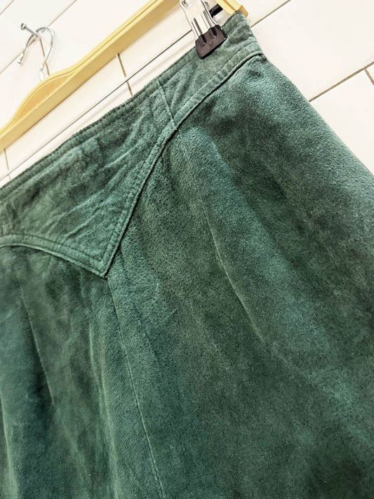 vintage 90s casual corner suede basque waist midi skirt - good market thrift store
