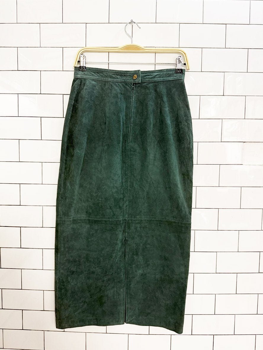 vintage 90s casual corner suede basque waist midi skirt - good market thrift store