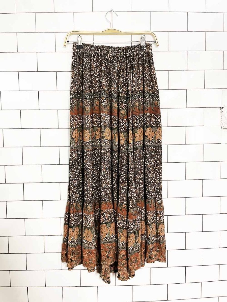 vintage 90s casual studio boho tiered floral midi skirt | made in india - good market thrift store