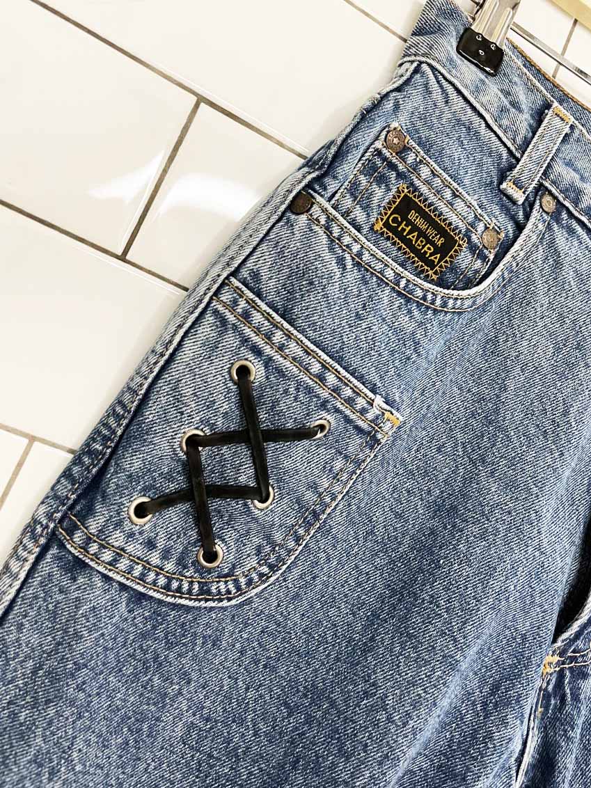 vintage 90s chabra lace up high rise jeans | made in canada - good market thrift store
