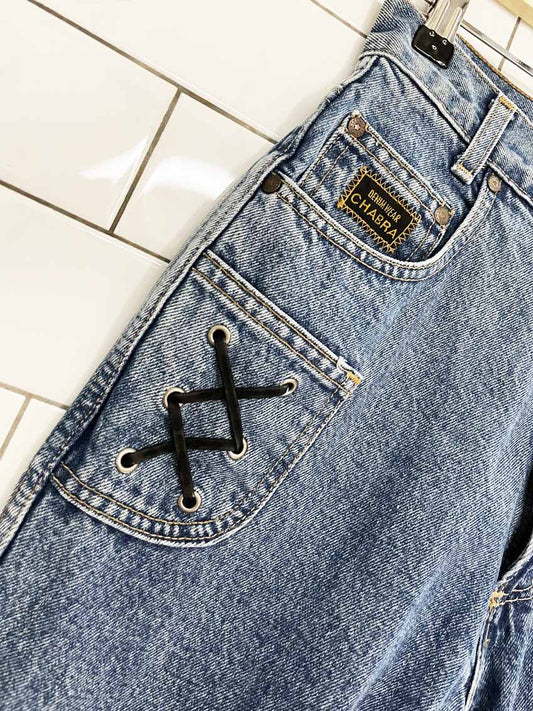 vintage 90s chabra lace up high rise jeans | made in canada - good market thrift store