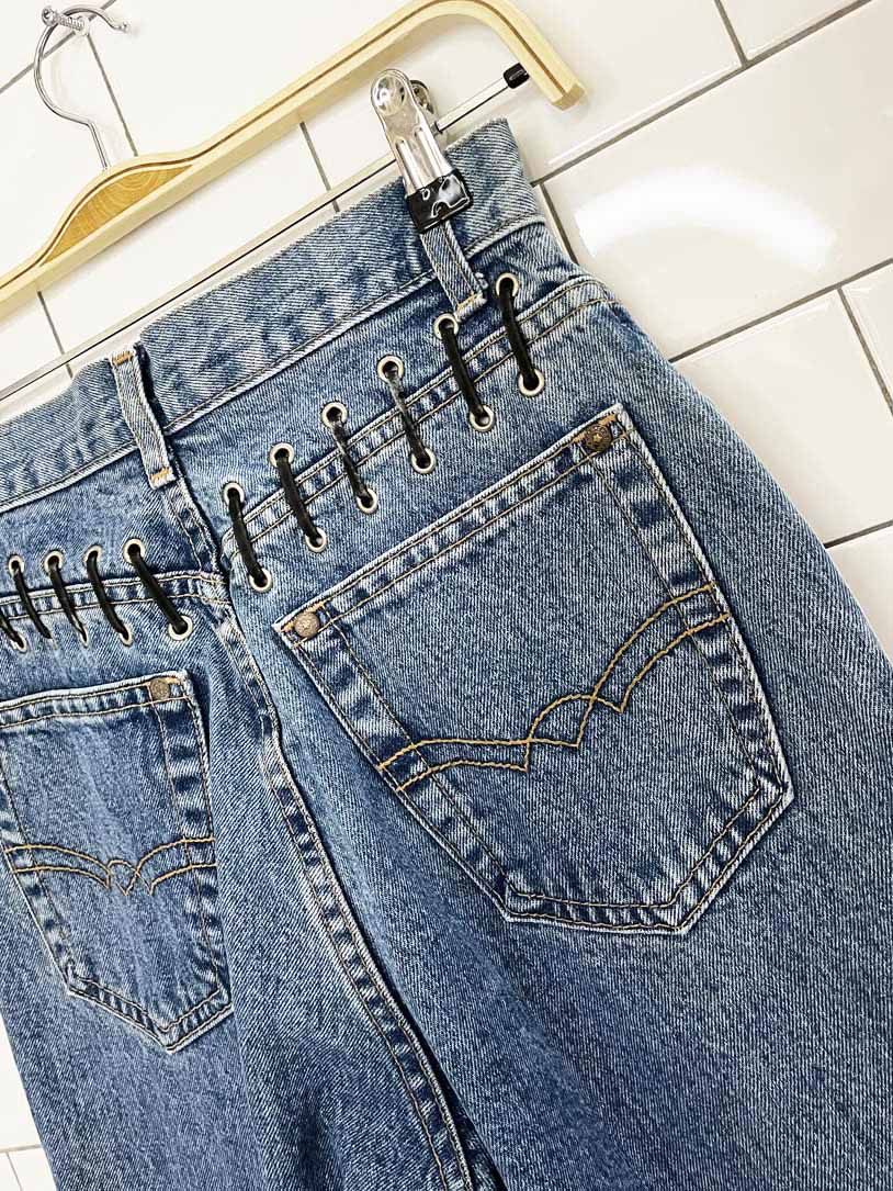vintage 90s chabra lace up high rise jeans | made in canada - good market thrift store