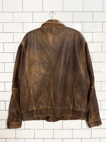 vintage 90s charles klein butter leather utility bomber jacket - good market thrift store