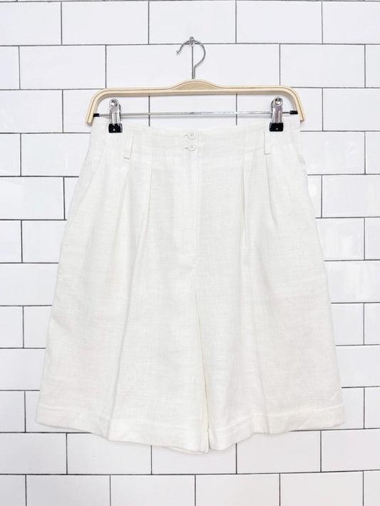 vintage 90s charter club 100% linen pleated trouser shorts | made in USA - good market thrift store
