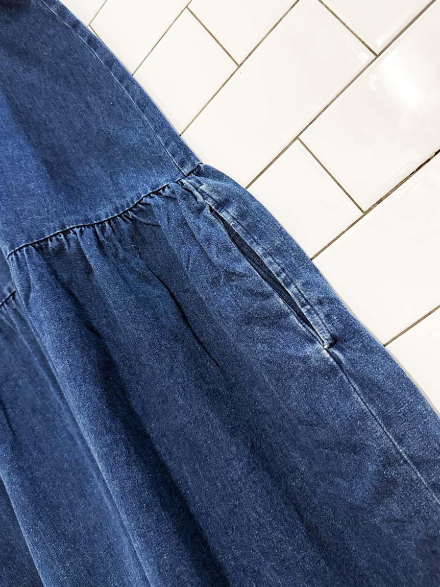 vintage 90s cherokee sleeveless drop waist denim dress - good market thrift store