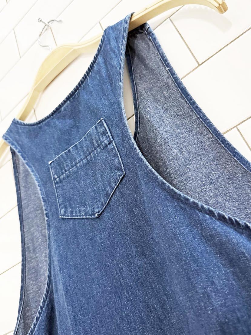 vintage 90s cherokee sleeveless drop waist denim dress - good market thrift store