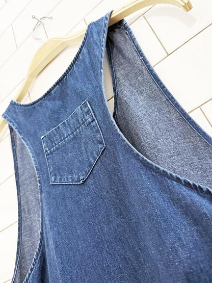 vintage 90s cherokee sleeveless drop waist denim dress - good market thrift store