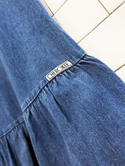 vintage 90s cherokee sleeveless drop waist denim dress - good market thrift store