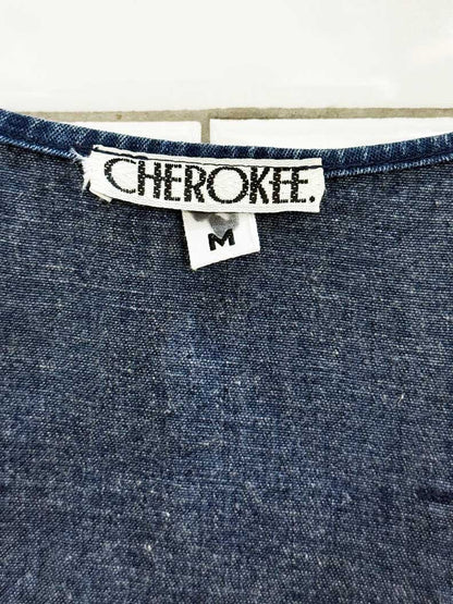 vintage 90s cherokee sleeveless drop waist denim dress - good market thrift store