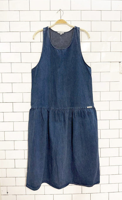 vintage 90s cherokee sleeveless drop waist denim dress - good market thrift store