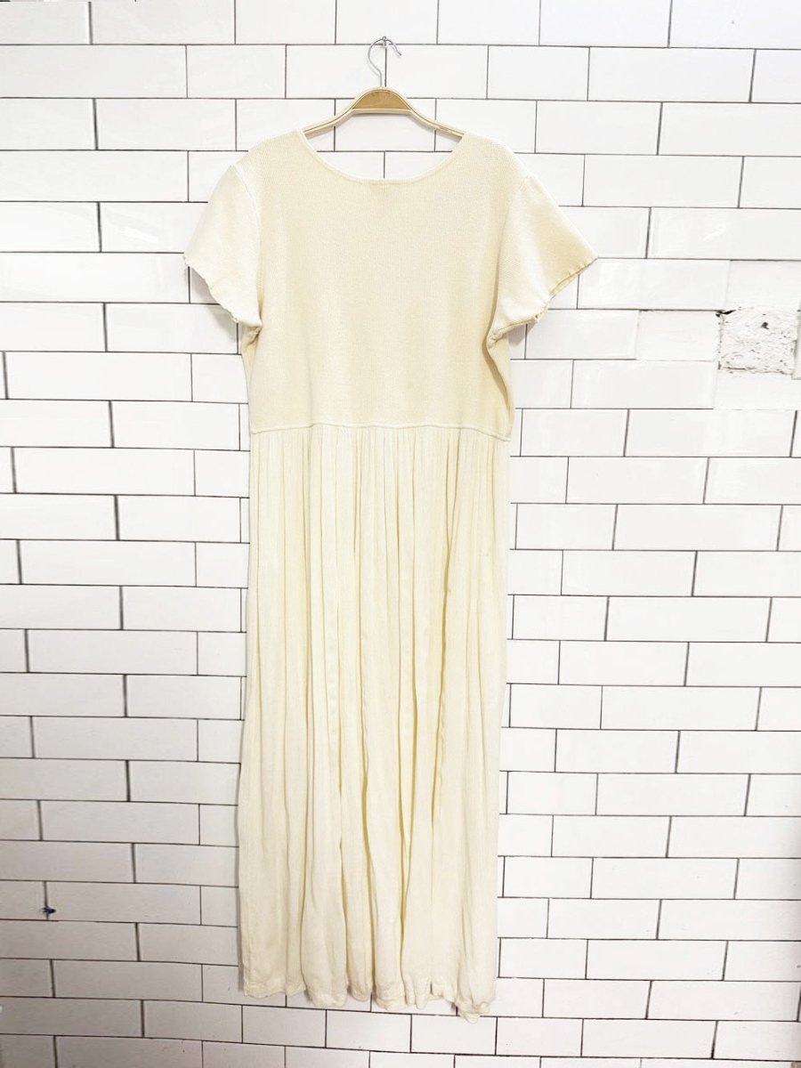 vintage 90s cherokee waffle tee boho flowy midi dress - good market thrift store