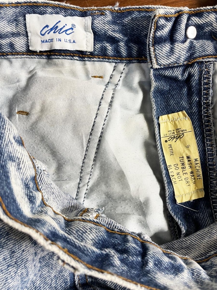vintage 90s chic basque waist high rise acid wash jeans | made in USA - good market thrift store