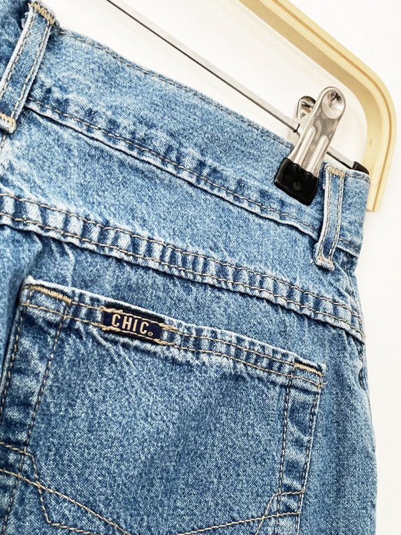 vintage 90s chic high rise cuffed hem denim shorts | made in usa - good market thrift store