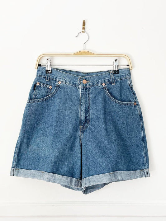 vintage 90s chic high rise cuffed hem denim shorts | made in usa - good market thrift store