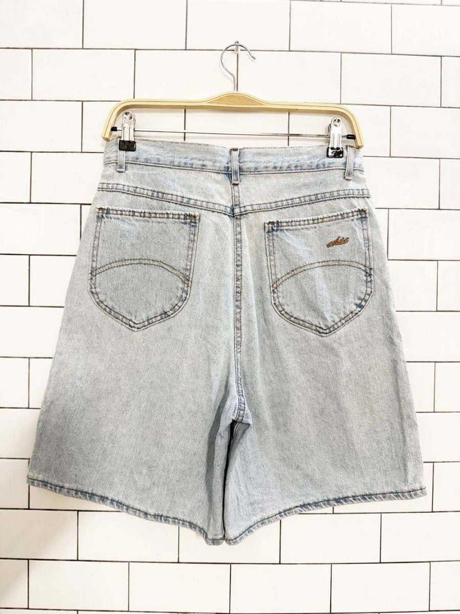 vintage 90s chic high rise long denim shorts | made in USA - good market thrift store