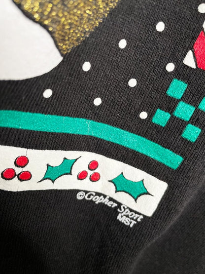 vintage 90s christmas cat collared sweatshirt | made in USA - good market thrift store