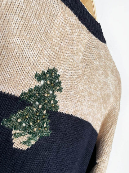 vintage 90s christopher & banks hand - embroidered snowmen knit cardigan - good market thrift store