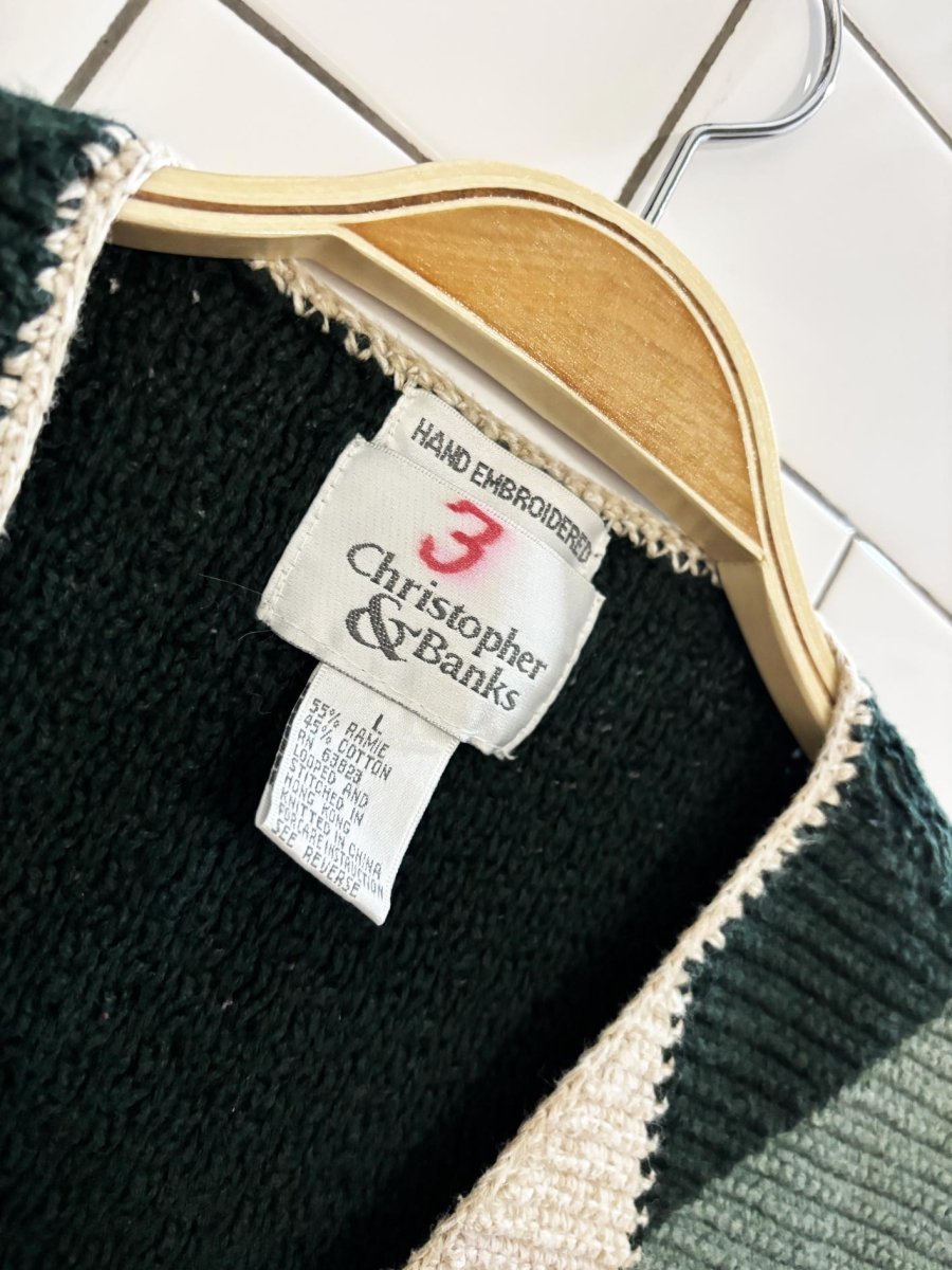 vintage 90s christopher & banks hand - knit argyle sweater vest - good market thrift store
