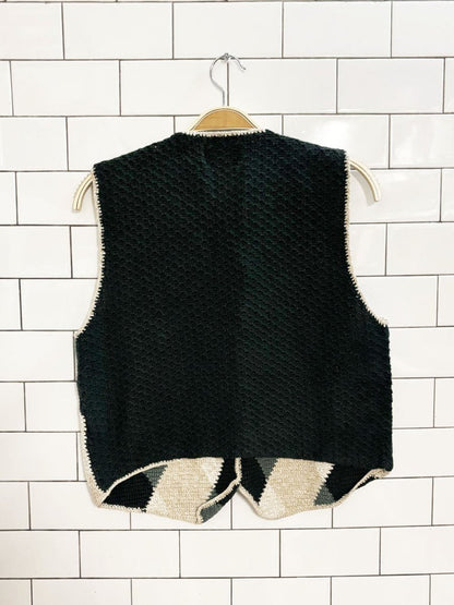 vintage 90s christopher & banks hand - knit argyle sweater vest - good market thrift store