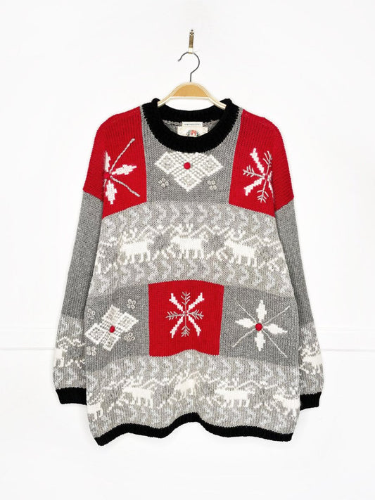 vintage 90s christopher & banks moose walk chunky knit sweater - good market thrift store