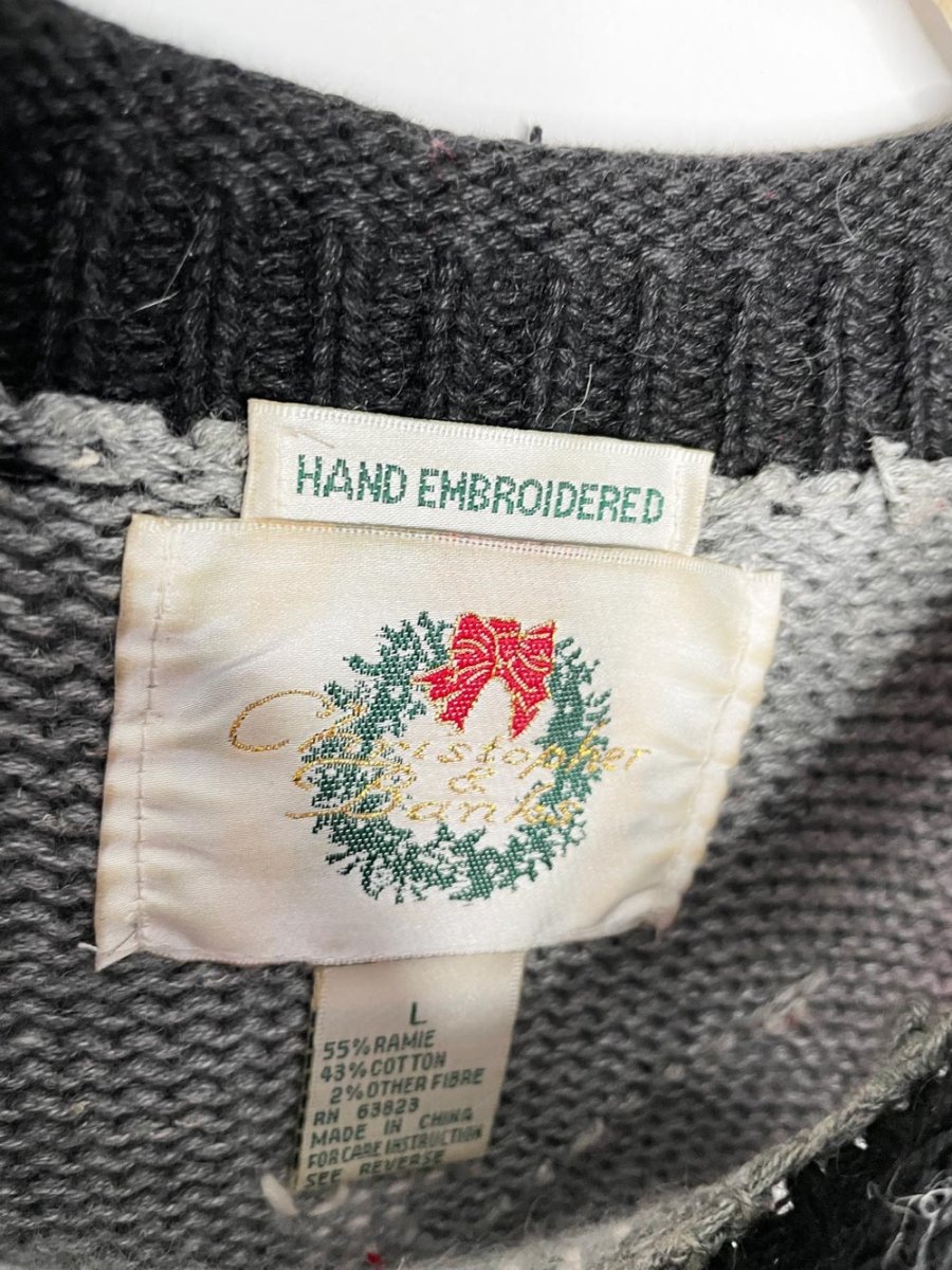 vintage 90s christopher & banks moose walk chunky knit sweater - good market thrift store