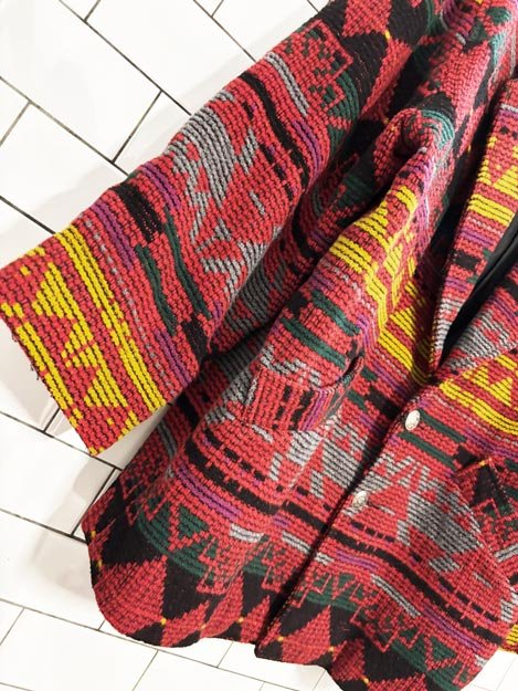 vintage 90s circa outdoors wool - blend western serape blanket jacket | made in usa - good market thrift store