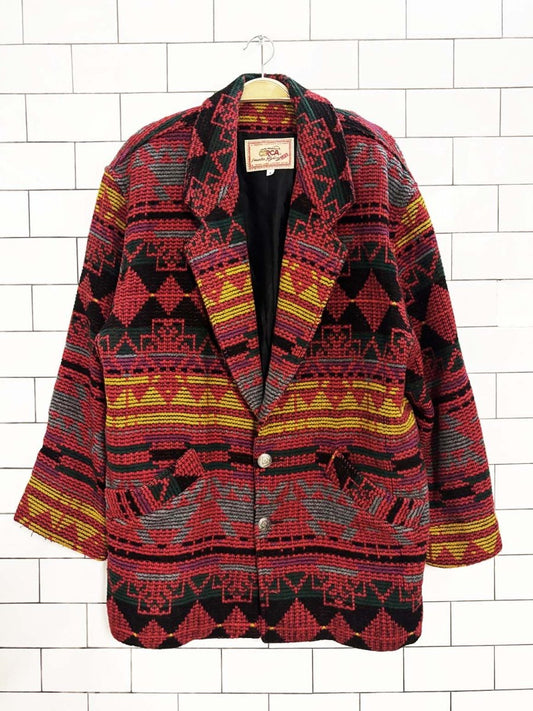 vintage 90s circa outdoors wool - blend western serape blanket jacket | made in usa - good market thrift store