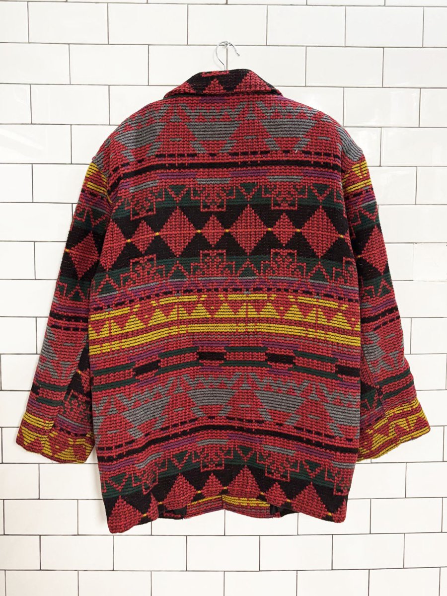 vintage 90s circa outdoors wool - blend western serape blanket jacket | made in usa - good market thrift store