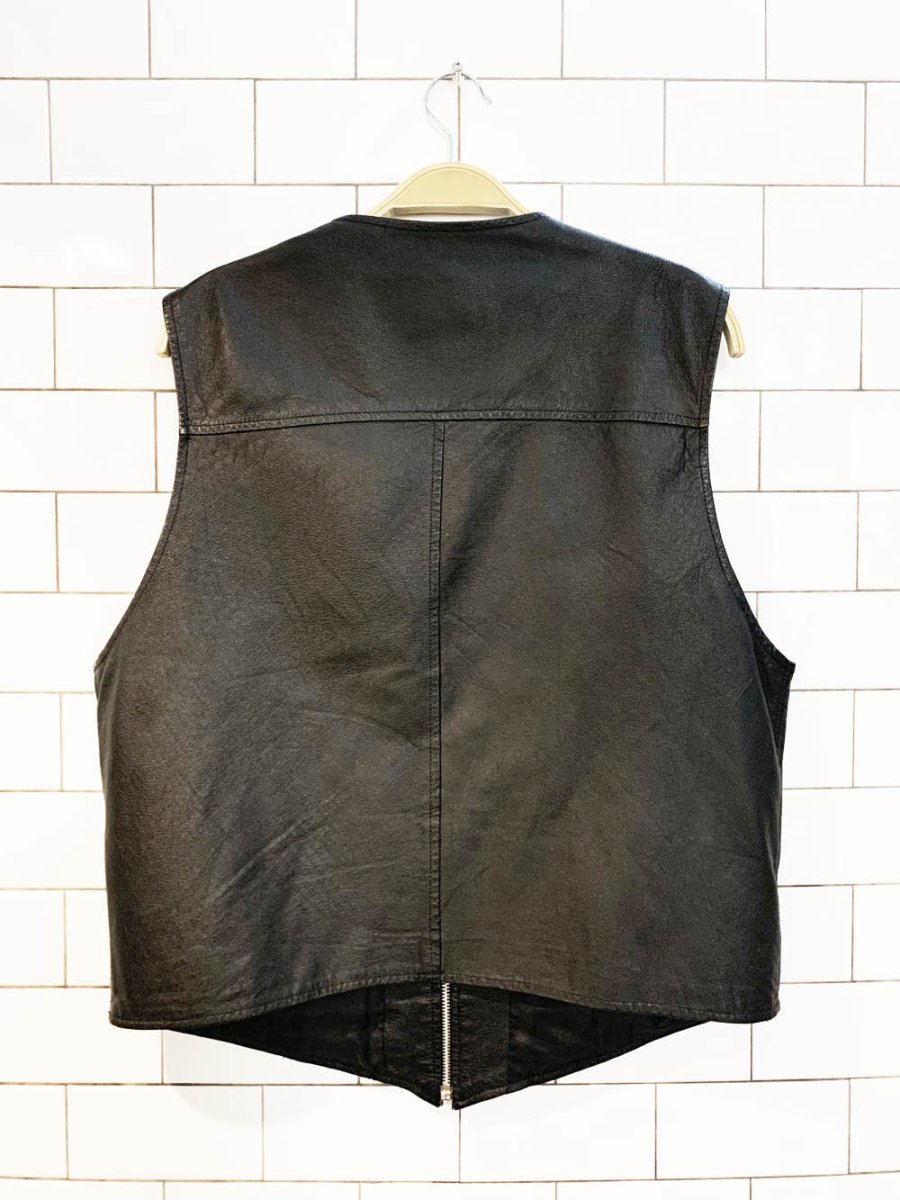 vintage 90s city streets leather full zip vest top - good market thrift store