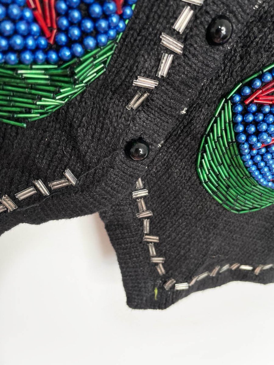 vintage 90s claudia d beaded ornaments knit vest - good market thrift store