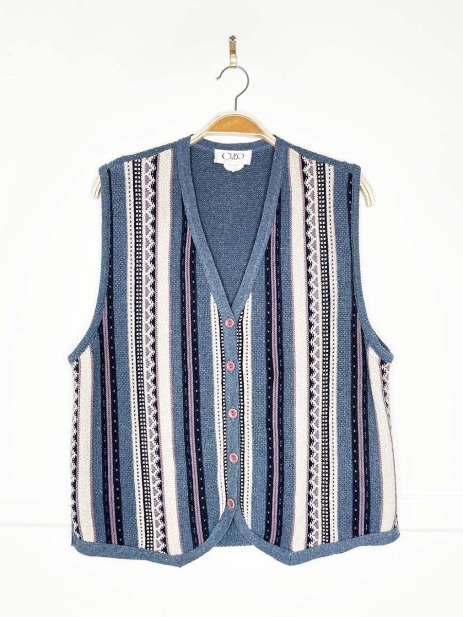 vintage 90s cleo textured stripe knit vest - good market thrift store
