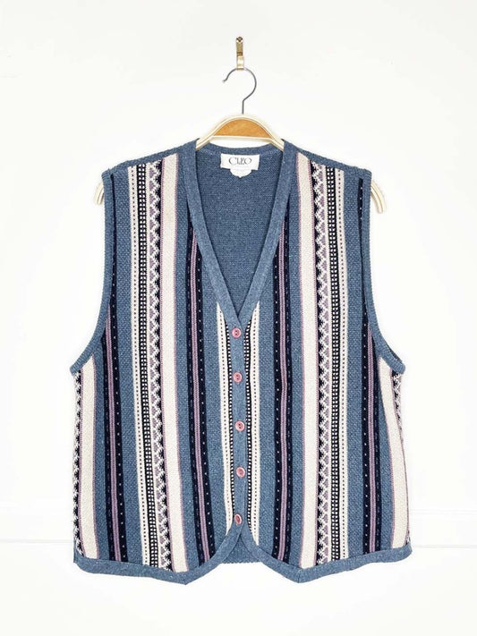 vintage 90s cleo textured stripe knit vest - good market thrift store