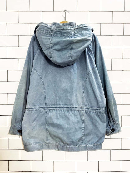 vintage 90s climate zone hooded denim chambray jacket - good market thrift store
