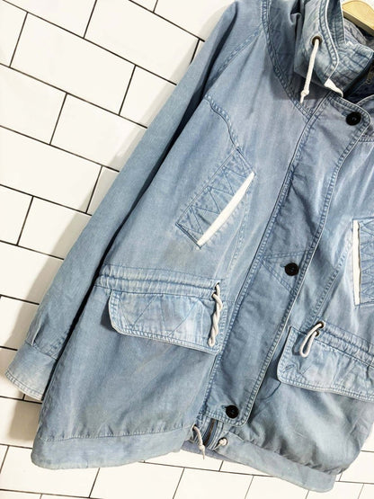 vintage 90s climate zone hooded denim chambray jacket - good market thrift store