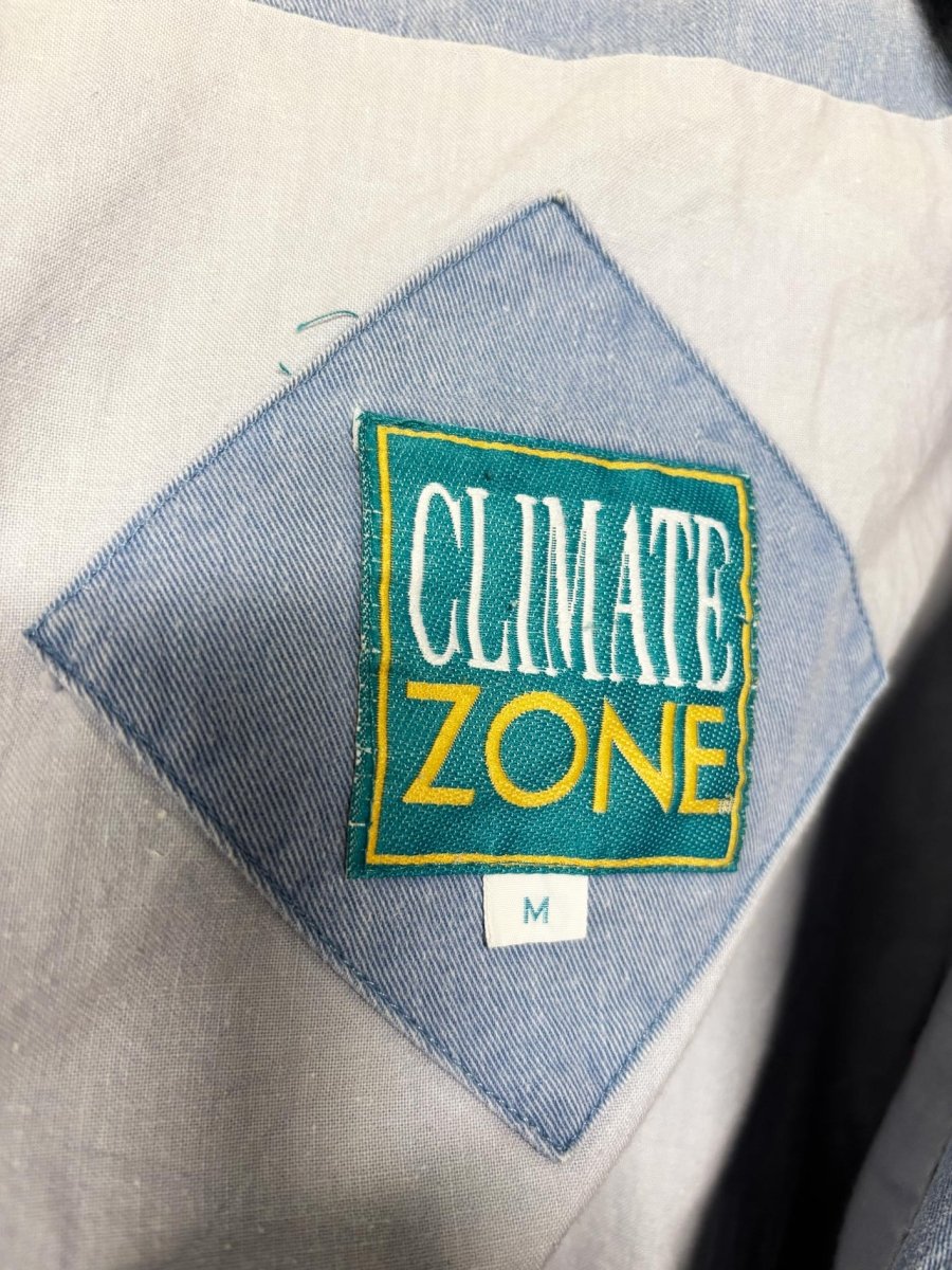 vintage 90s climate zone hooded denim chambray jacket - good market thrift store