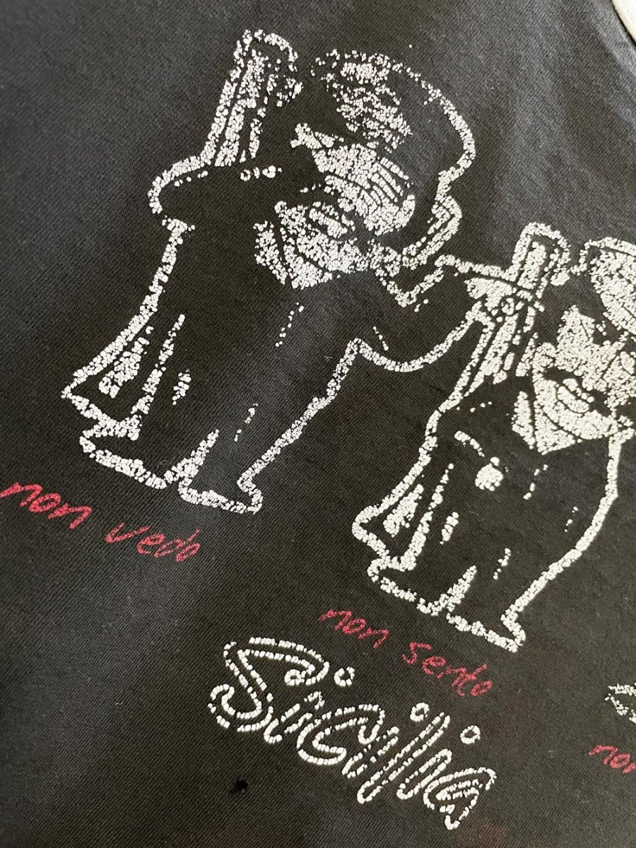 vintage 90s clique italian graphic cropped baby ringer tee - good market thrift store
