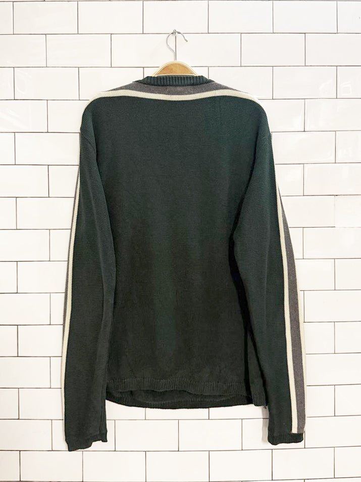vintage 90s club monaco sleeve striped knit sweater - good market thrift store