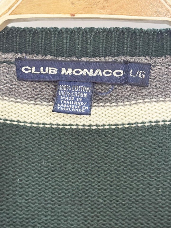 vintage 90s club monaco sleeve striped knit sweater - good market thrift store